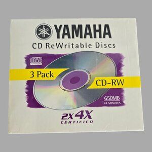 NEW Sealed Yamaha Rewritable CD-RW 650MB 74 Min CDs 3 Pack w/ Jewel Cases